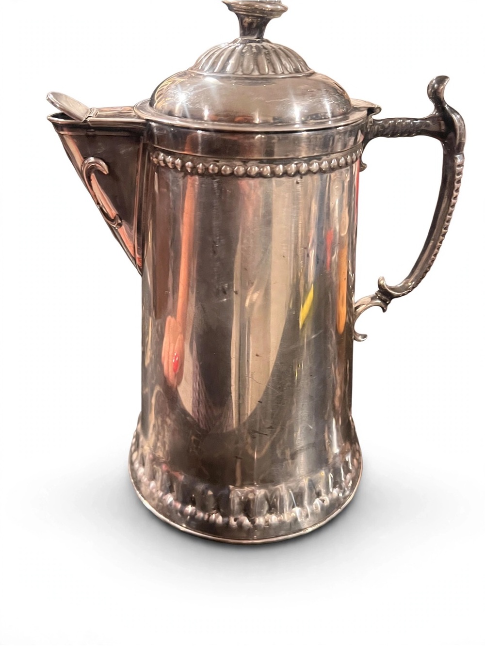 Silver Plate Copper beaded motif Circa 1888 1900 Victorian Kitchen Water Pitcher